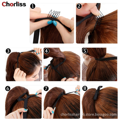 Top Quality Wholesale Price Chorliss 22 Inch Natural Color Long For Girls Synthetic Ponytail In Wrap Around Ponytail Extensions